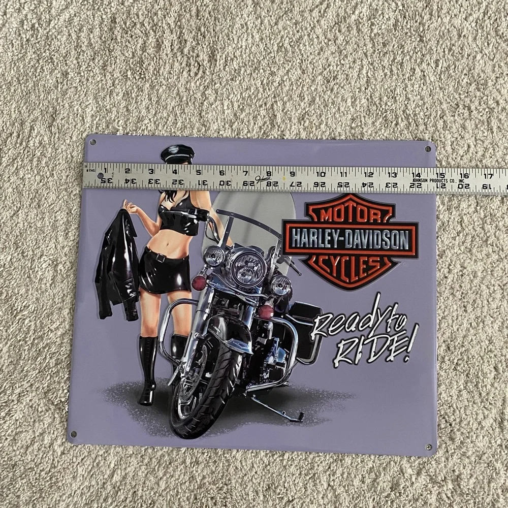 Harley Davidson Jacket Babe Embossed Tin Sign - Picture 5 of 6